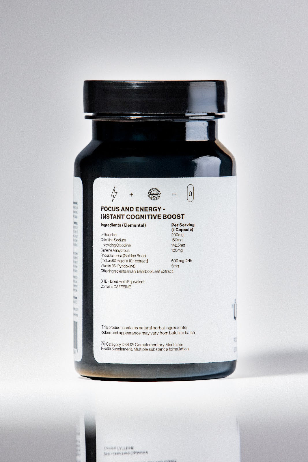 White bottle of Ů COGNITIVE vegan capsules by Ů GEN, featuring 99% purity rating and zero pill fillers.