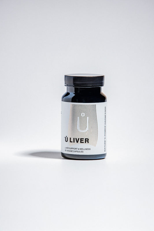 Ů LIVER daily wellness supplement, formulated with high-purity plant-based nutrients.